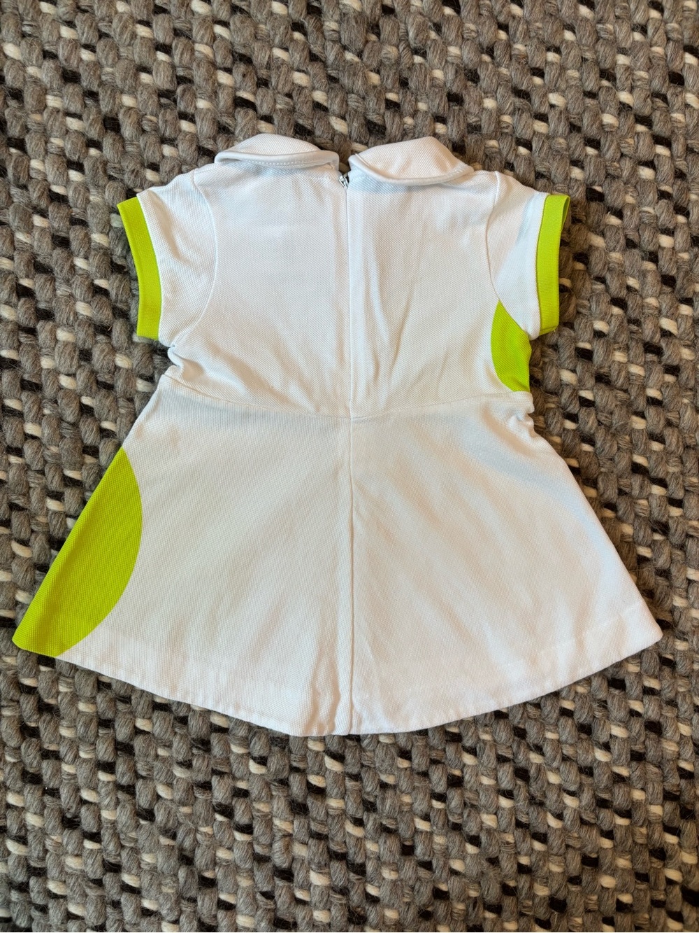 Jacadi White and Neon Green Peter Pan Collar Short Sleeve Tennis Dress - Picture 2 of 2
